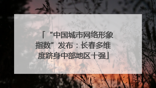 “中国城市网络形象指数”发布：长春多维度跻身中部地区十强