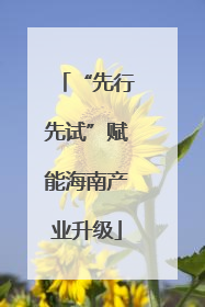 “先行先试”赋能海南产业升级