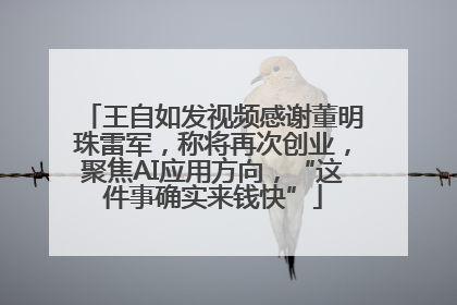 王自如发视频感谢董明珠雷军，称将再次创业，聚焦AI应用方向，“这件事确实来钱快”