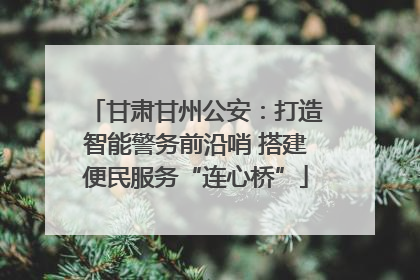 甘肃甘州公安：打造智能警务前沿哨 搭建便民服务“连心桥”
