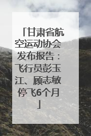 甘肃省航空运动协会发布报告：飞行员彭玉江、顾志敏停飞6个月