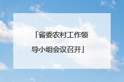 省委农村工作领导小组会议召开