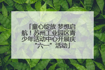 童心绽放 梦想启航！苏州工业园区青少年活动中心开展庆“六一”活动