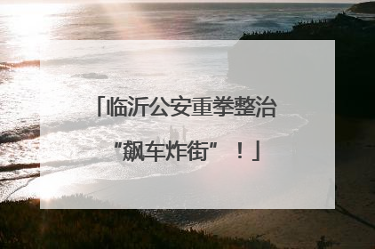 临沂公安重拳整治“飙车炸街”！
