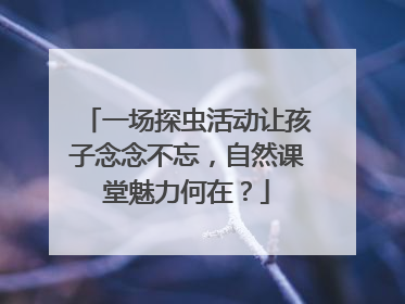 一场探虫活动让孩子念念不忘，自然课堂魅力何在？