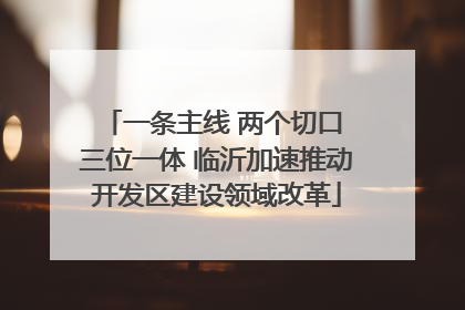 一条主线 两个切口 三位一体 临沂加速推动开发区建设领域改革