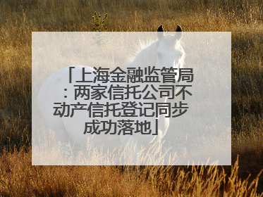 上海金融监管局：两家信托公司不动产信托登记同步成功落地