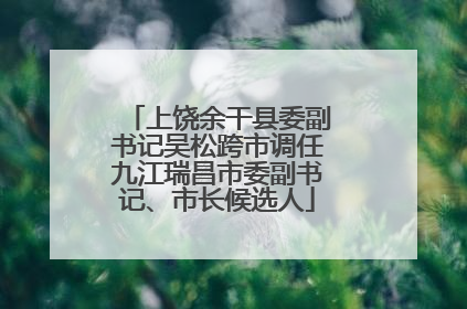 上饶余干县委副书记吴松跨市调任九江瑞昌市委副书记、市长候选人