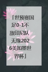世预赛国足0-1不敌印尼队 无缘2026美加墨世界杯
