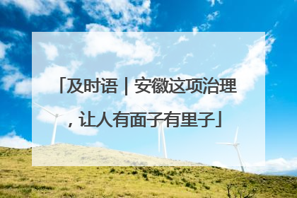 及时语｜安徽这项治理，让人有面子有里子