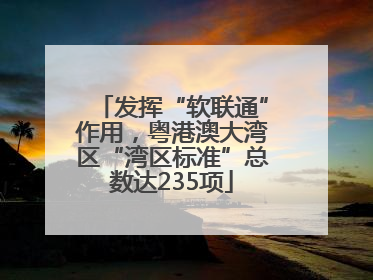 发挥“软联通”作用，粤港澳大湾区“湾区标准”总数达235项