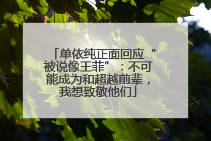 单依纯正面回应“被说像王菲”：不可能成为和超越前辈，我想致敬他们