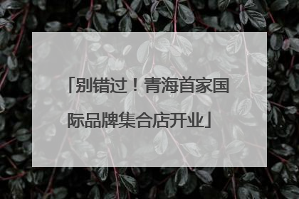 别错过！青海首家国际品牌集合店开业