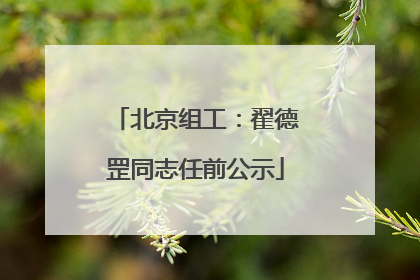 北京组工：翟德罡同志任前公示