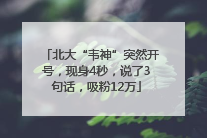 北大“韦神”突然开号，现身4秒，说了3句话，吸粉12万