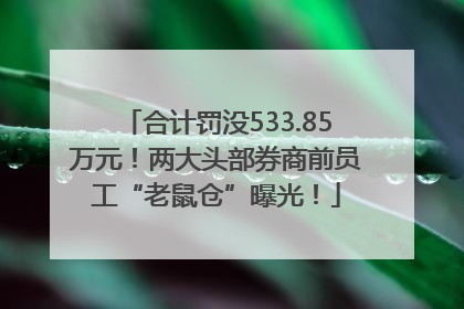 合计罚没533.85万元！两大头部券商前员工“老鼠仓”曝光！