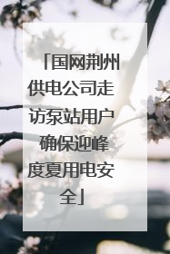 国网荆州供电公司走访泵站用户 确保迎峰度夏用电安全