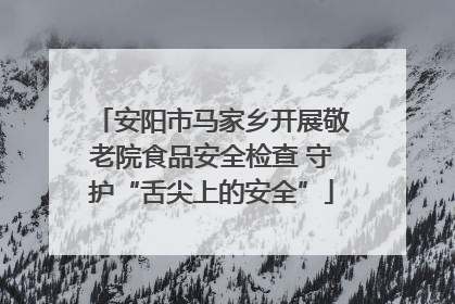 安阳市马家乡开展敬老院食品安全检查 守护“舌尖上的安全”