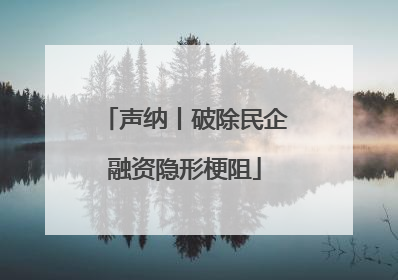 声纳丨破除民企融资隐形梗阻