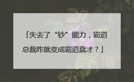 失去了“钞”能力，霸道总裁咋就变成霸道蠢才？
