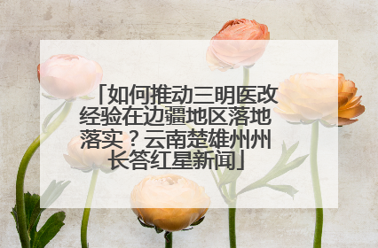 如何推动三明医改经验在边疆地区落地落实？云南楚雄州州长答红星新闻