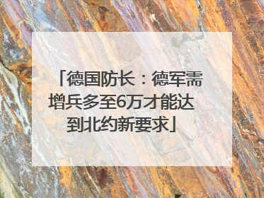 德国防长：德军需增兵多至6万才能达到北约新要求