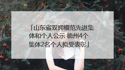 山东省双拥模范先进集体和个人公示 德州4个集体2名个人拟受表彰