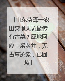 山东菏泽一农田突现大坑被传有古墓？属地回应：系老井，无古墓迹象，已回填
