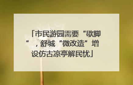 市民游园需要“歇脚”，舒城“微改造”增设仿古凉亭解民忧