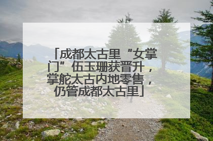 成都太古里“女掌门”伍玉珊获晋升，掌舵太古内地零售，仍管成都太古里