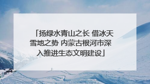 扬绿水青山之长 借冰天雪地之势 内蒙古根河市深入推进生态文明建设