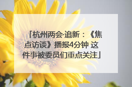 杭州两会·追新：《焦点访谈》播报4分钟 这件事被委员们重点关注