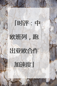 时评：中欧班列，跑出亚欧合作加速度