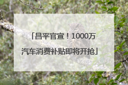 昌平官宣！1000万汽车消费补贴即将开抢