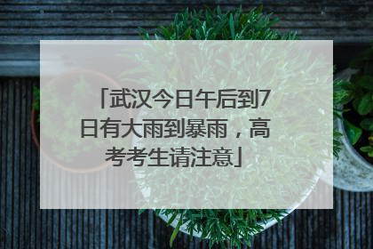 武汉今日午后到7日有大雨到暴雨，高考考生请注意