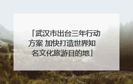 武汉市出台三年行动方案 加快打造世界知名文化旅游目的地