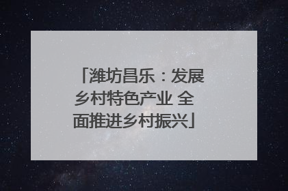 潍坊昌乐：发展乡村特色产业 全面推进乡村振兴