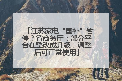 江苏家电“国补”暂停？省商务厅：部分平台在整改或升级，调整后可正常使用