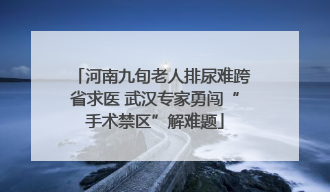 河南九旬老人排尿难跨省求医 武汉专家勇闯“手术禁区”解难题