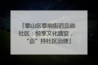泰山区泰前街道嘉德社区：悦享文化盛宴，“嘉”持社区治理