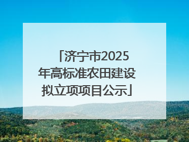 济宁市2025年高标准农田建设拟立项项目公示