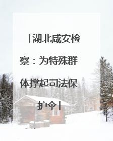 湖北咸安检察：为特殊群体撑起司法保护伞