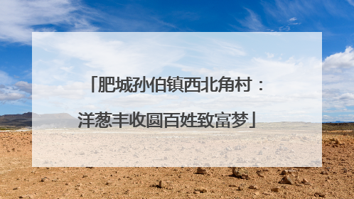 肥城孙伯镇西北角村：洋葱丰收圆百姓致富梦