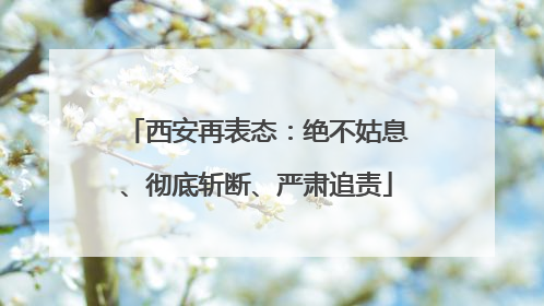西安再表态：绝不姑息、彻底斩断、严肃追责
