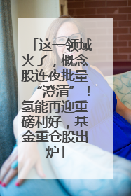 这一领域火了，概念股连夜批量“澄清”！氢能再迎重磅利好，基金重仓股出炉