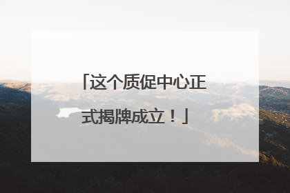 这个质促中心正式揭牌成立！