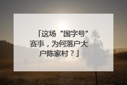 这场“国字号”赛事，为何落户大户陈家村？