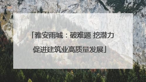 雅安雨城：破难题 挖潜力 促进建筑业高质量发展