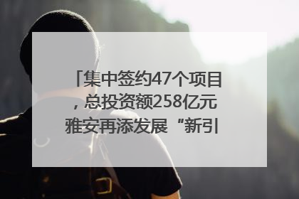 集中签约47个项目，总投资额258亿元 雅安再添发展“新引擎”｜数读西投