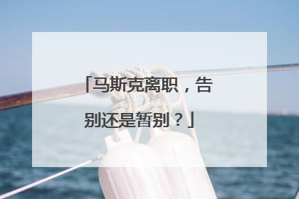 马斯克离职，告别还是暂别？